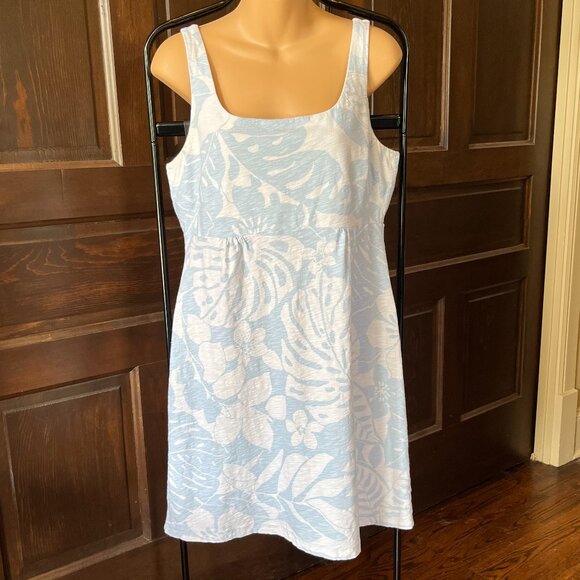 Tommy Bahama Blue Tank Dress Sleeveless Tropical Print Short Cotton Size M - Picture 1 of 9